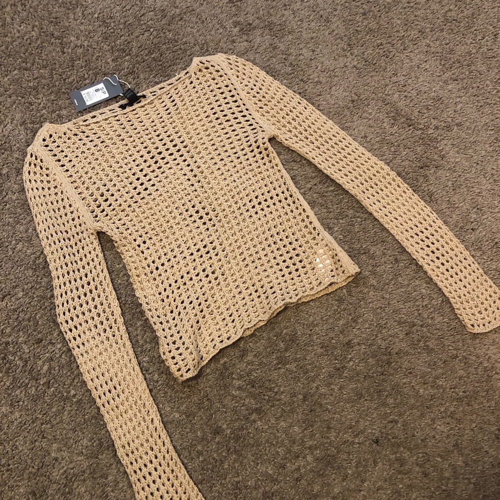 Streetwear Society Tan Crochet Blouse